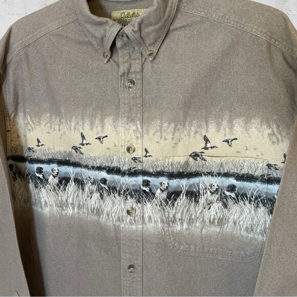 VTG Cabela’s Men’s Chamois Flannel Hunting Dog Graphic Size L Long Sleeve - Picture 3 of 10
